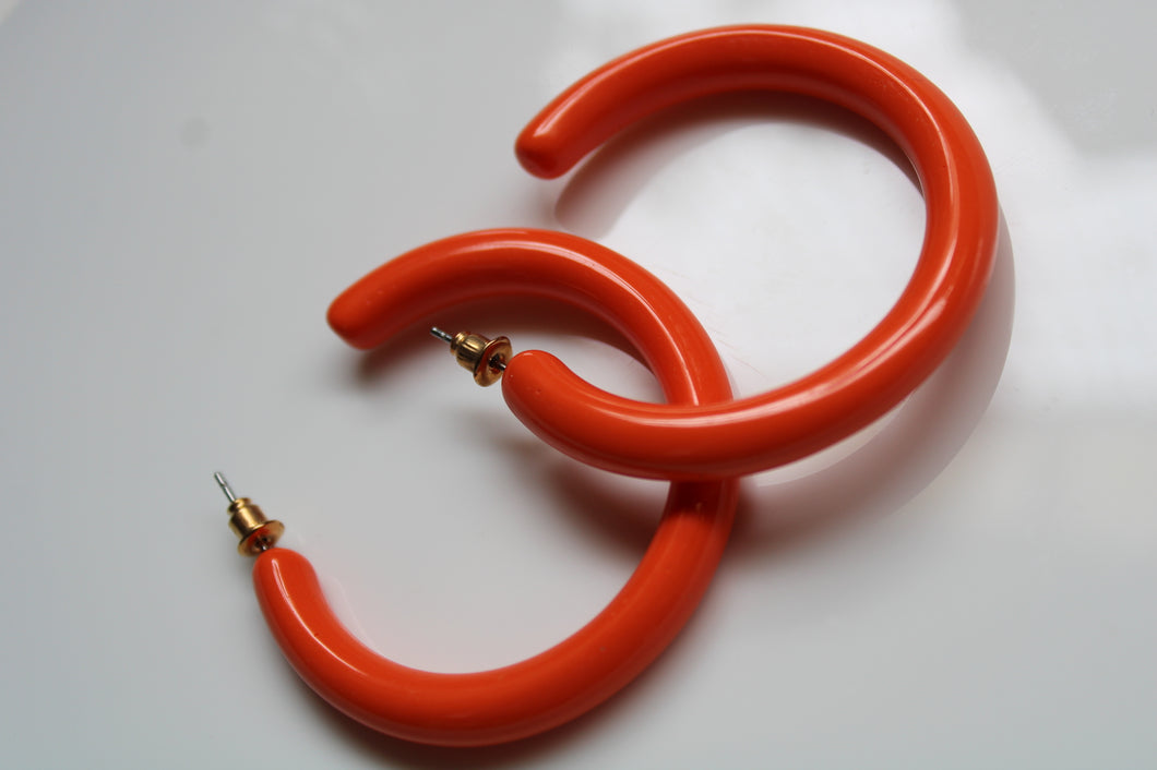 Double Circle Red Structure Earrings