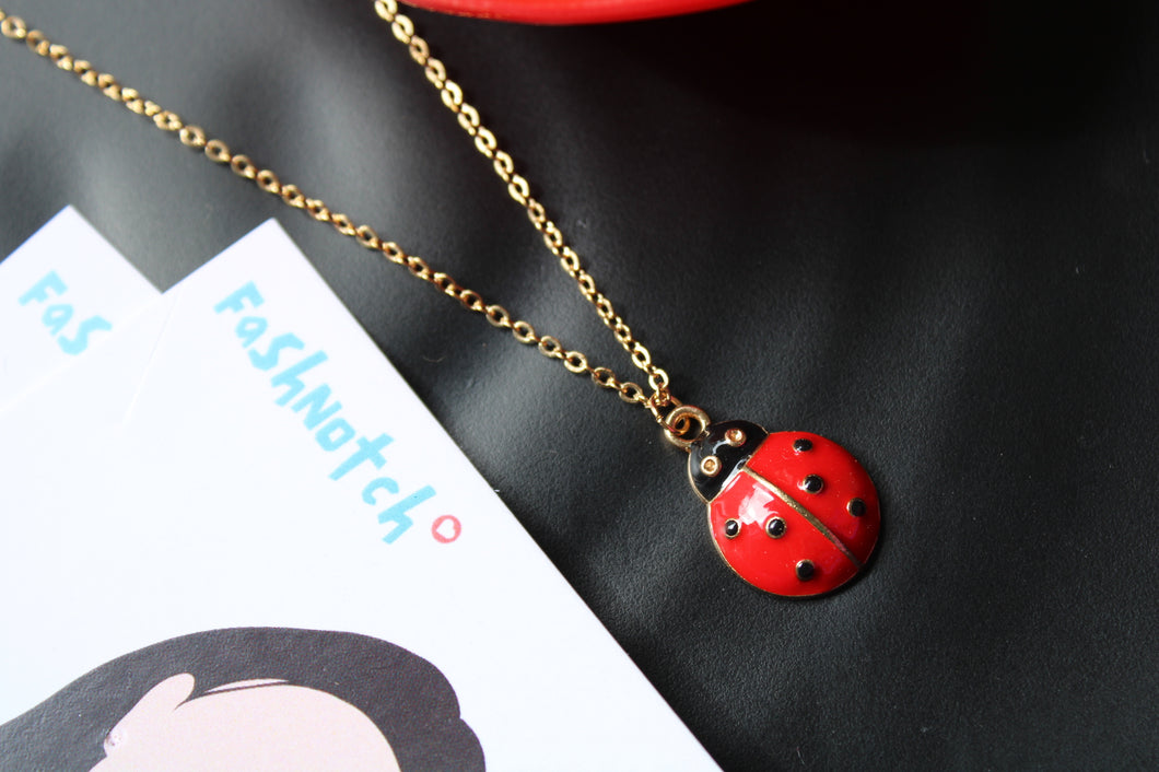Minimal Ladybug Necklace